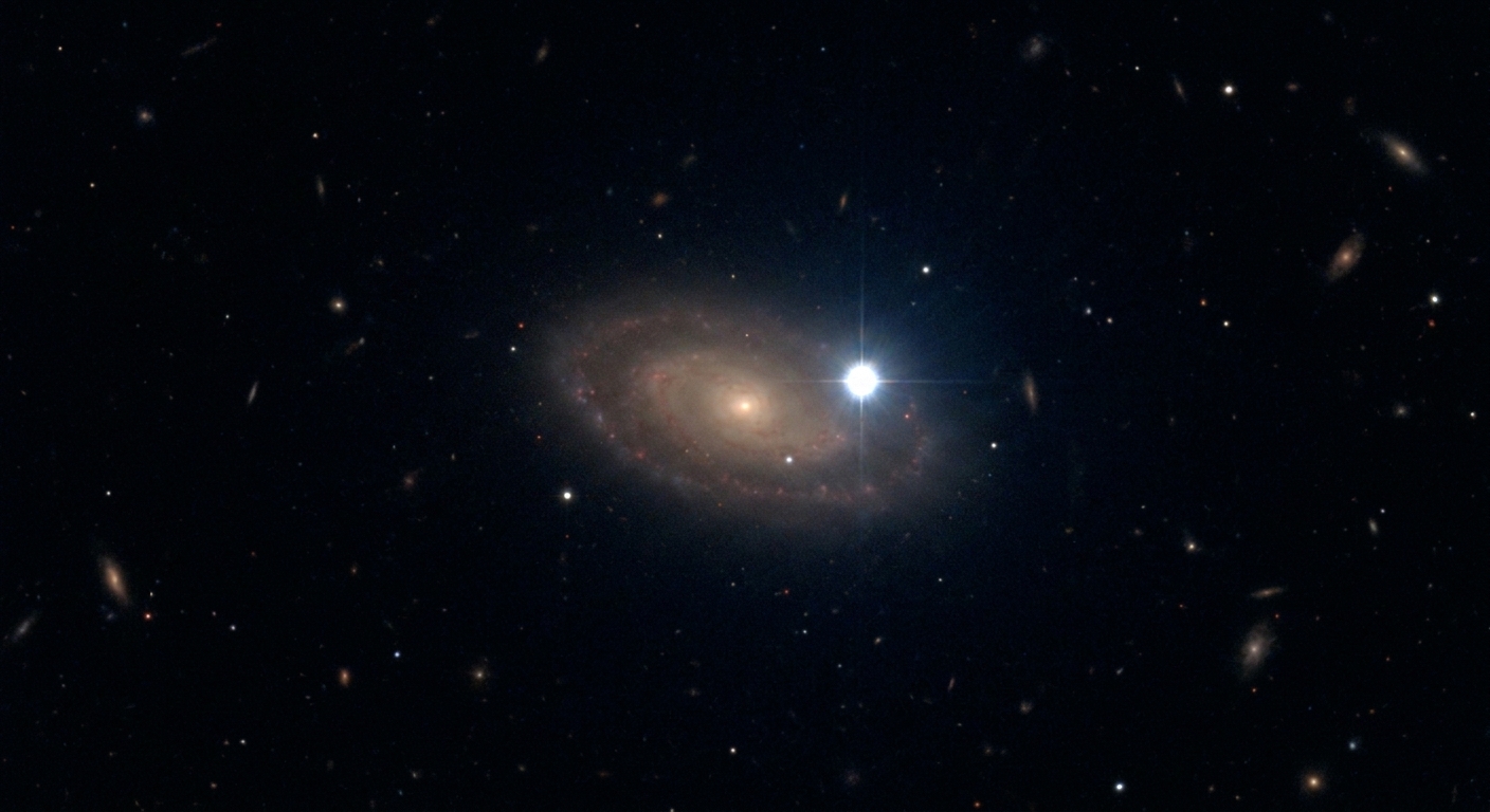 A bright point of light from a Type Ia supernova appearing near the edge of a distant galaxy against a dark sky